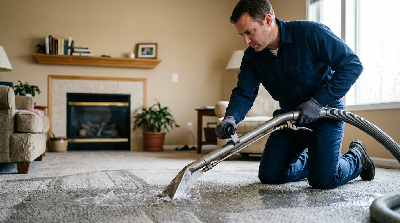 Water damage restoration technician working near Orem, UT
